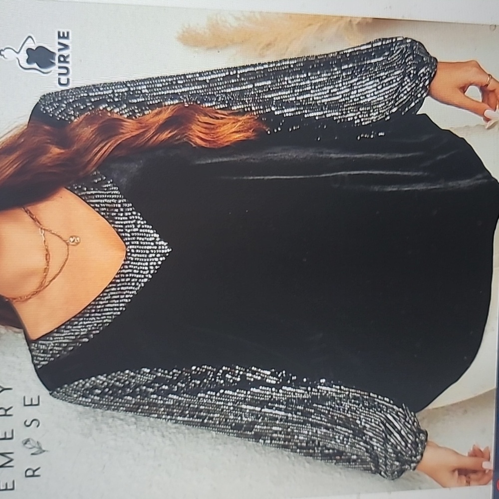 Black & Silver Sequin Blouse